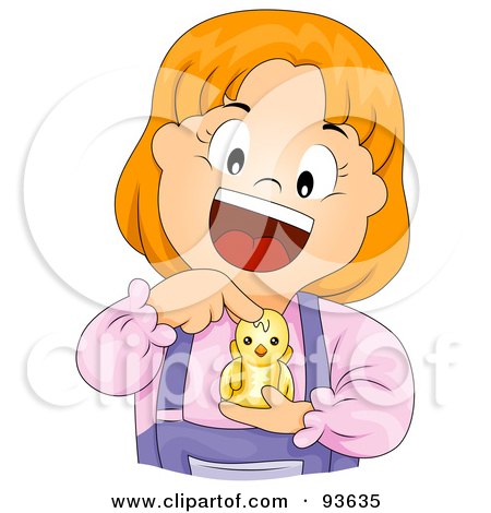 Royalty-Free (RF) Clipart Illustration of a Happy Little Girl Holding And Pointing At A Bird by BNP Design Studio