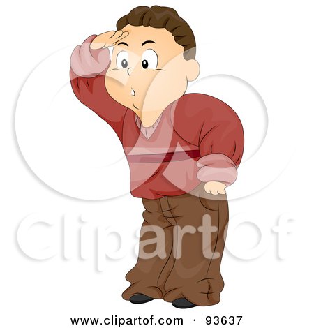 Royalty-Free (RF) Clipart Illustration of a Boy Covering His Eyes And Peering To The Left by BNP Design Studio