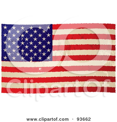 Royalty-Free (RF) Clipart Illustration of a Distressed Aged USA Flag by michaeltravers