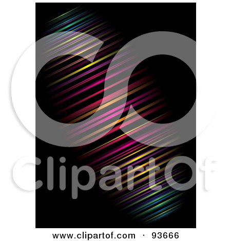 Royalty-Free (RF) Clipart Illustration of a Puddle Of Rainbow Stripes Over Black by michaeltravers