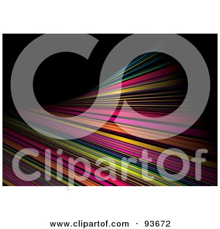 Royalty-Free (RF) Clipart Illustration of Twisting Rainbow Stripes Over Black by michaeltravers