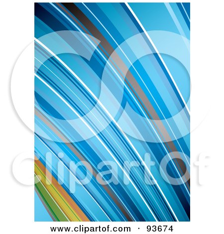 Royalty-Free (RF) Clipart Illustration of a Background Of Blue, White, Gray And Orange Curving Stripes by michaeltravers