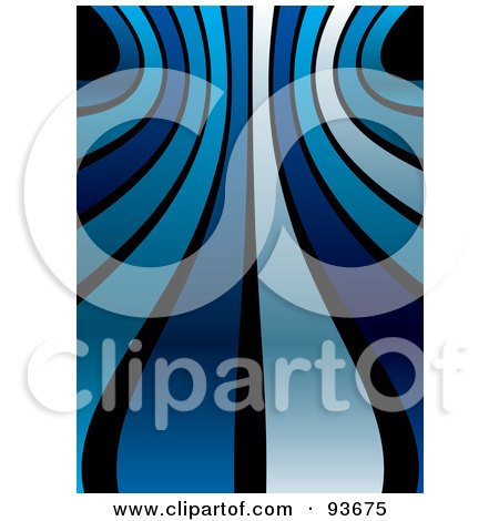 Royalty-Free (RF) Clipart Illustration of a Background Of Blue And Black Curvy Stripes by michaeltravers