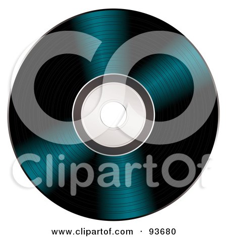 Royalty-Free (RF) Clipart Illustration of a Shiny Vinyl Record Or Black CD by michaeltravers
