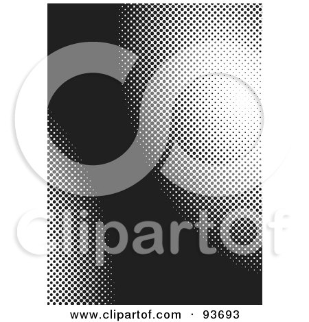 Royalty-Free (RF) Clipart Illustration of a Black Background With White Halftone Curves by michaeltravers