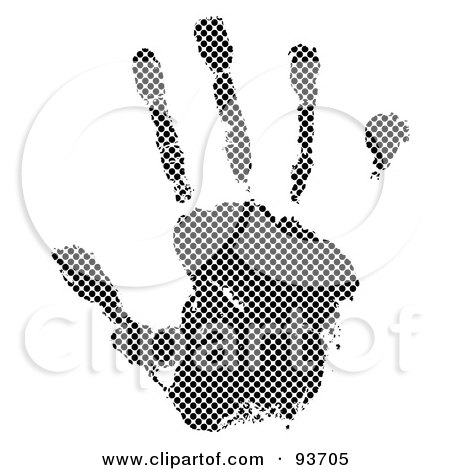 Royalty-Free (RF) Clipart Illustration of a Black And White Halftone Dot Hand by michaeltravers