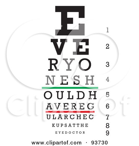 Royalty-Free (RF) Clipart Illustration of a Black, Green And Red Eye Chart For Checkups, On White by Arena Creative
