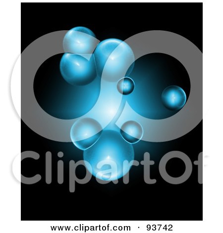 Royalty-Free Clipart Illustration Of A Background Of Blue Bubbles On Black by Arena Creative