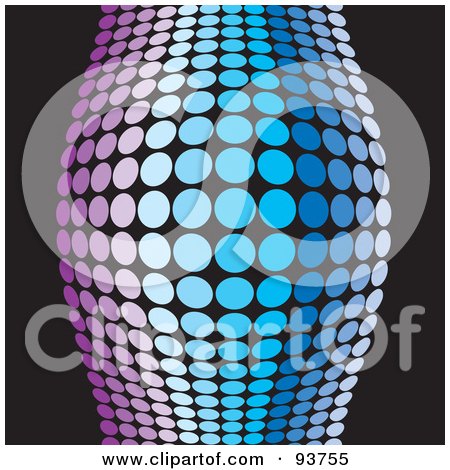 Royalty-Free Clipart Illustration Of A Bulging Purple And Blue Halftone Wave Over Black by Arena Creative