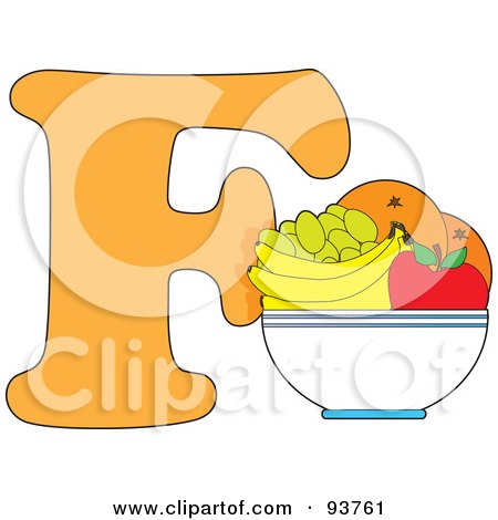 Royalty-Free (RF) Clipart Illustration of a F Is For Fruit Learn The Alphabet Scene by Maria Bell