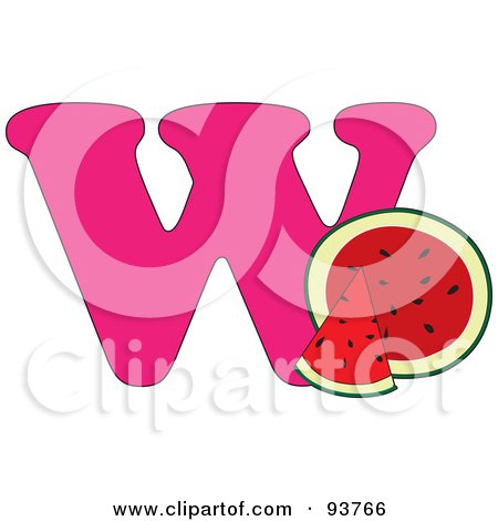 Royalty-Free (RF) Clipart Illustration of a W Is For Watermelon Learn The Alphabet Scene by Maria Bell