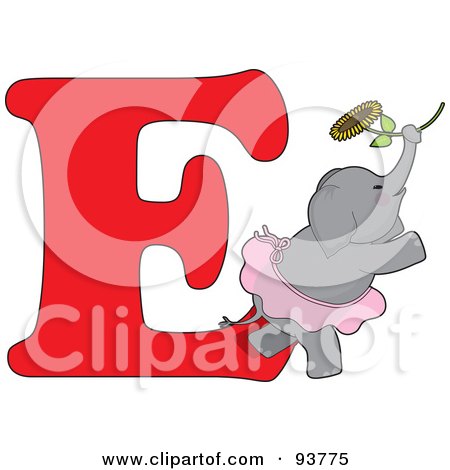 Royalty-Free (RF) Clipart Illustration of an E Is For Elephant Learn The Alphabet Scene by Maria Bell