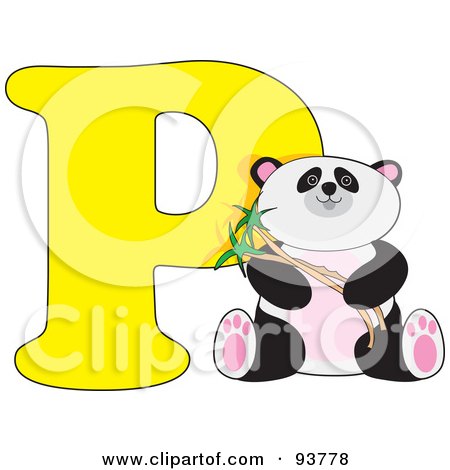 Royalty-Free (RF) Clipart Illustration of a P Is For Panda Learn The Alphabet Scene by Maria Bell