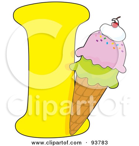 Royalty-Free (RF) Clipart Illustration of an I Is For Ice Cream Learn The Alphabet Scene by Maria Bell