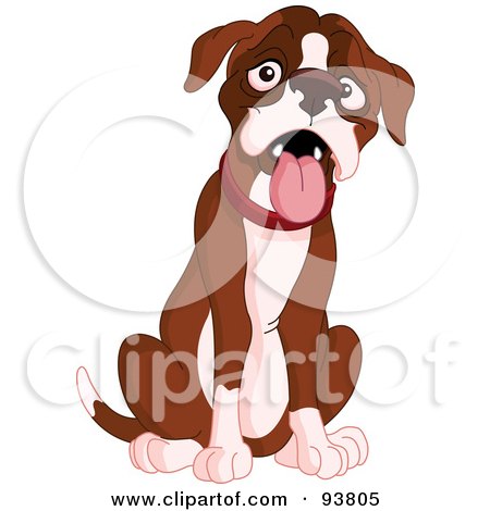 Royalty-Free (RF) Clipart Illustration of a Behaved, Cute Boxer Dog Sitting by yayayoyo