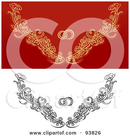 Royalty-Free (RF) Clipart Illustration of a Digital Collage Of Weddig Design Elements - 2 by dero