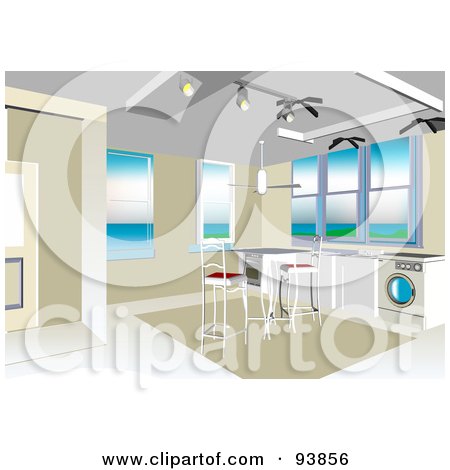 Royalty-Free (RF) Clipart Illustration of a Modern Home Interior Layout - 4 by toonster