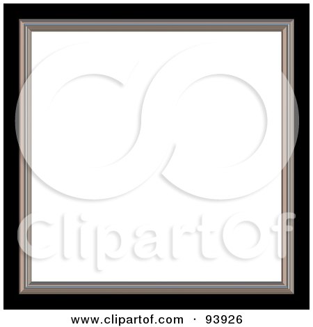 Royalty-Free (RF) Clipart Illustration of a Silver And Black Picture Frame Around White Space by Arena Creative
