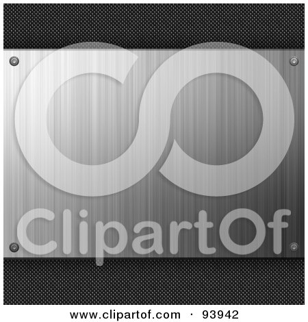 Royalty-Free (RF) Clipart Illustration of a Brushed Metal Plaque Over Carbon Fiber by Arena Creative