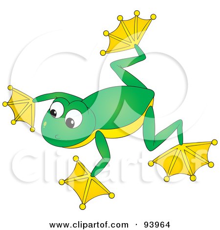Royalty-Free (RF) Clipart Illustration of a Cute Green And Yellow Tree Frog by Alex Bannykh