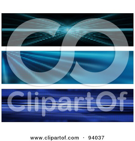 Royalty-Free (RF) Clipart Illustration of a Digital Collage Of Dynamic Blue Website Header Banners by KJ Pargeter