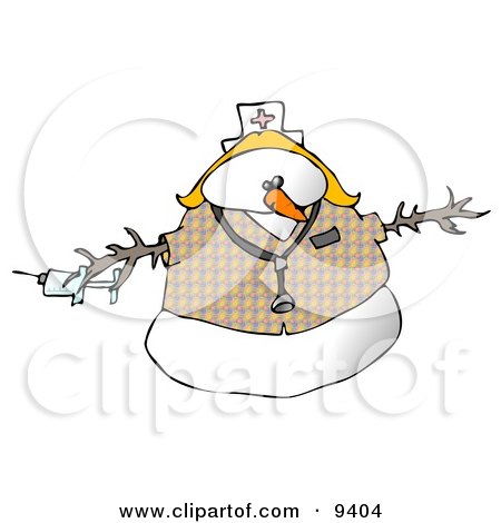 Medical Nurse Snow Woman Wearing a Stethoscope Clipart Illustration by djart