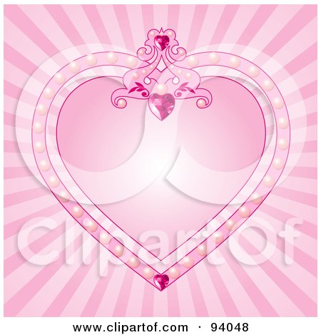 Royalty-Free (RF) Clipart Illustration of a Pink Princess Heart Over A Shining Background by Pushkin