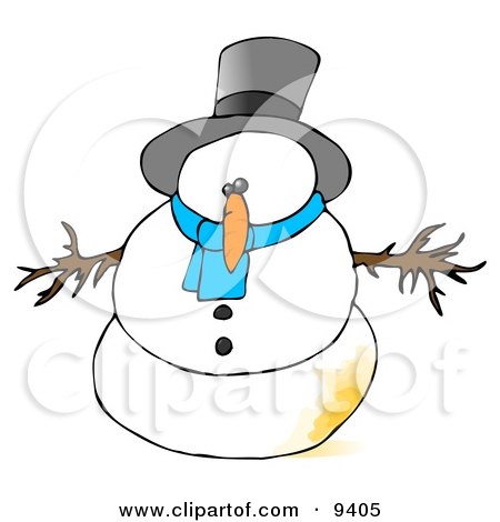 Snowman With a Patch of Pee on Him Clipart Illustration by djart