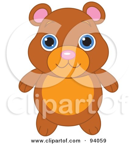 Royalty-Free (RF) Clipart Illustration of a Cute Brown Bear With Big Blue Eyes by Pushkin