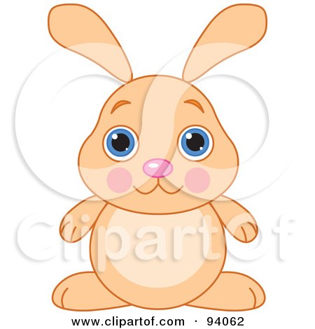 Royalty-Free (RF) Clipart Illustration of a Cute Beige Bunny Rabbit With Big Blue Eyes by Pushkin