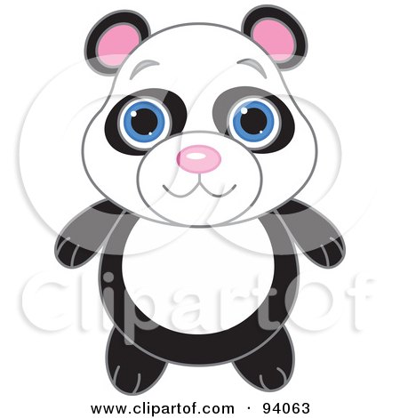 Royalty-Free (RF) Clipart Illustration of a Cute Panda Bear With Big Blue Eyes by Pushkin