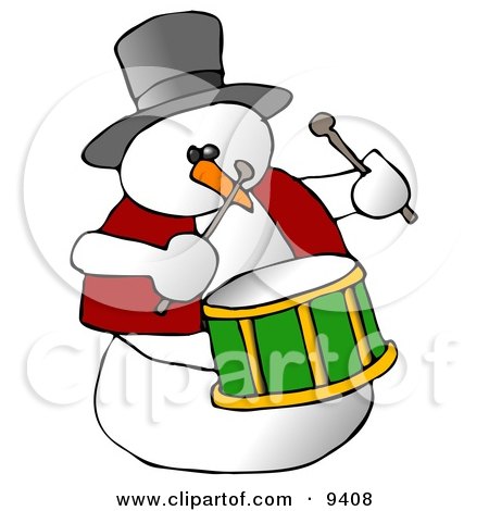Snowman Drummer Playing the Drums Clipart Illustration by djart