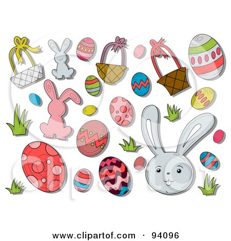 Royalty-Free (RF) Clipart Illustration of a Digital Collage Of A Group Of Easter Icons And Items by BNP Design Studio