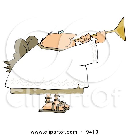 Balding Male Angel Playing a Horn Clipart Illustration by djart