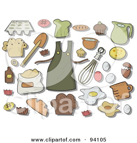 Royalty-Free (RF) Clipart Illustration of a Digital Collage Of A Group Of Baking Icons And Items by BNP Design Studio