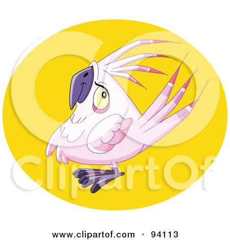 Royalty-Free (RF) Clipart Illustration of a Chubby Pink Parrot Bird In A Yellow Circle by yayayoyo