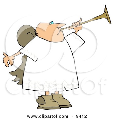 Bald Male Angel Playing a Horn Clipart Illustration by djart