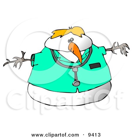 Doctor Snowman Wearing a Stethoscope Clipart Illustration by djart