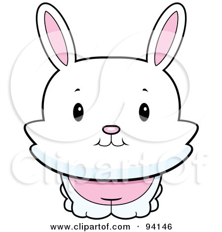 Royalty-Free (RF) Clipart Illustration of a Cute White Bunny Rabbit Looking Front by Cory Thoman