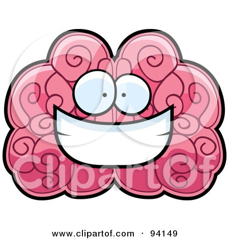 Royalty-Free (RF) Clipart Illustration of a Brain Face Smiling by Cory Thoman