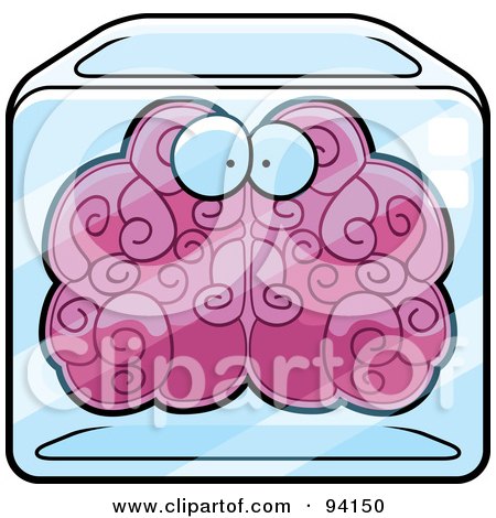 Royalty-Free (RF) Clipart Illustration of a Brain Face Frozen In A Cube by Cory Thoman