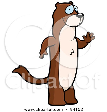 Royalty-Free (RF) Clipart Illustration of a Waving Friendly Weasel by Cory Thoman