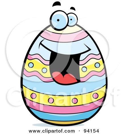 Royalty-Free (RF) Clipart Illustration of a Happy Smiling Colorful Easter Egg Face by Cory Thoman