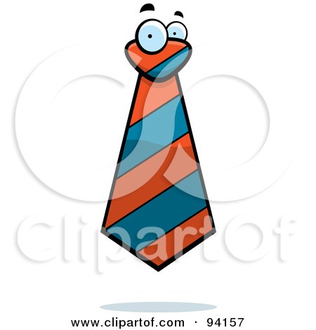 Royalty-Free (RF) Clipart Illustration of an Orange And Blue Striped Tie Face by Cory Thoman