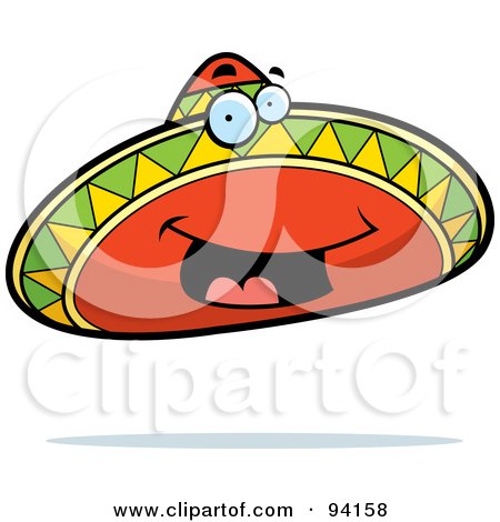 Royalty-Free (RF) Clipart Illustration of a Happy Orange, Green And Yellow Sombrero Face by Cory Thoman