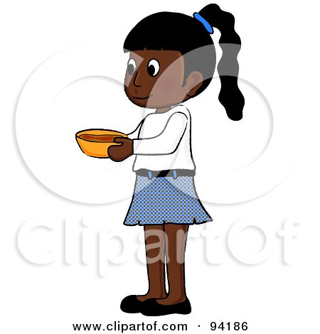 Royalty-Free (RF) Clipart Illustration of a Little Indian Girl Standing And Holding A Bowl by Pams Clipart