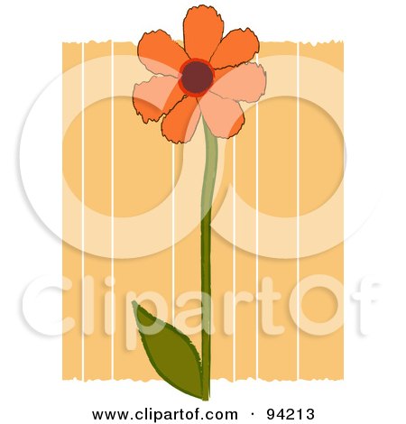 Royalty-Free (RF) Clipart Illustration of an Orange Flower Over Orange Stripes, With White Edges by Pams Clipart