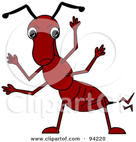 Royalty-Free (RF) Clipart Illustration of a Friendly Red Waving Cartoon Fire Ant by Pams Clipart