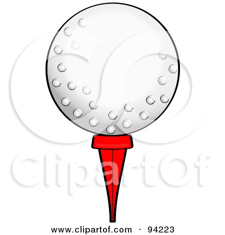 Royalty-Free (RF) Clipart Illustration of a White Golf Ball Resting On A Red Tee by Pams Clipart
