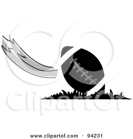 Royalty-Free (RF) Clipart Illustration of a Black And White American Football With A Swift Wind by Pams Clipart